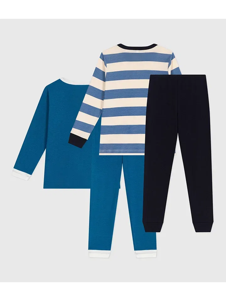 Пижама, набор из 2 штук, хлопок, Petit Bateau, синий/черный — фото 2