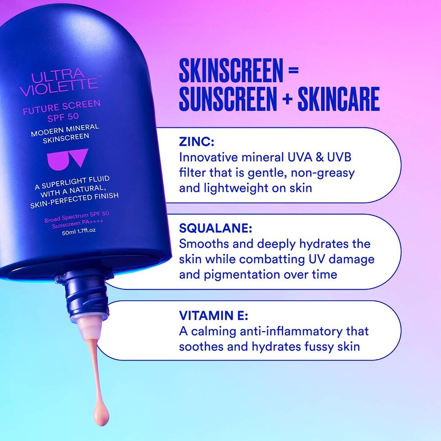 Сыворотка-солнцезащитный крем для лица Future Screen SPF 50 с минеральными частицами и отдушками Ultra Violette, 1.7 fl. oz. /50 mL — фото 4