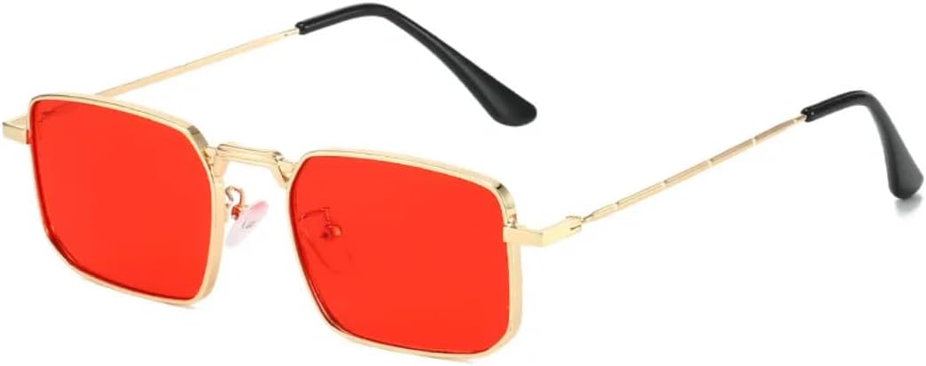 

Металлические солнцезащитные очки для женщин, модные, с прозрачными оранжевыми линзами, защита от УФ-излучения UV400; мужские солнцезащитные очки в стиле панк UUPTTPL, Gold Red