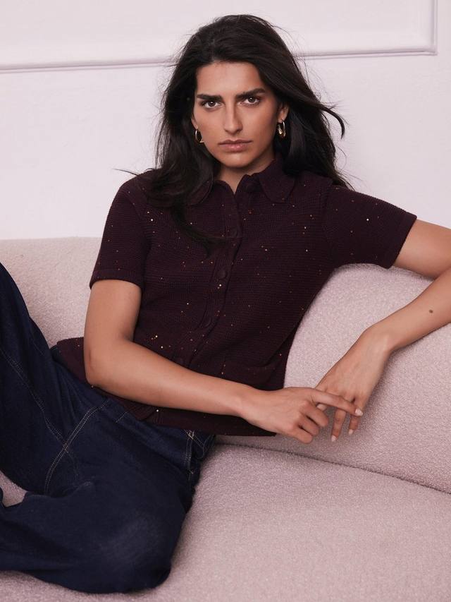 

Кардиган с декором из хлопковой смеси Mint Velvet