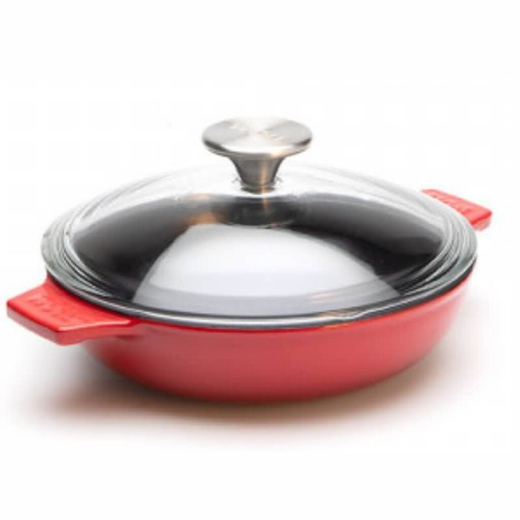 

Woll IRON, круглая кастрюля со стеклянной крышкой и силиконовой ручкой, 20 см, высота 5,5 см, Красный Чили
