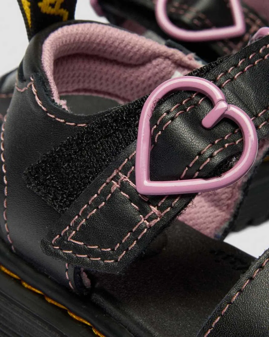 Детские туфли Marlowe II с блестящими сердечками и кожаным ремешком Dr Martens, черный — фото 3