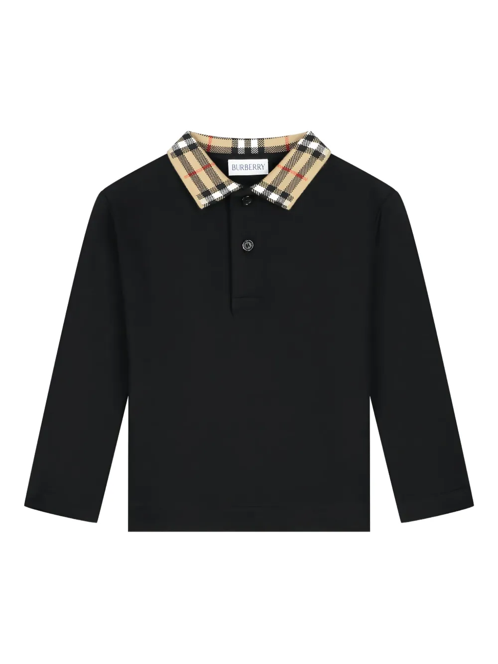 

Поло с отделкой в клетку BURBERRY KIDS, черный