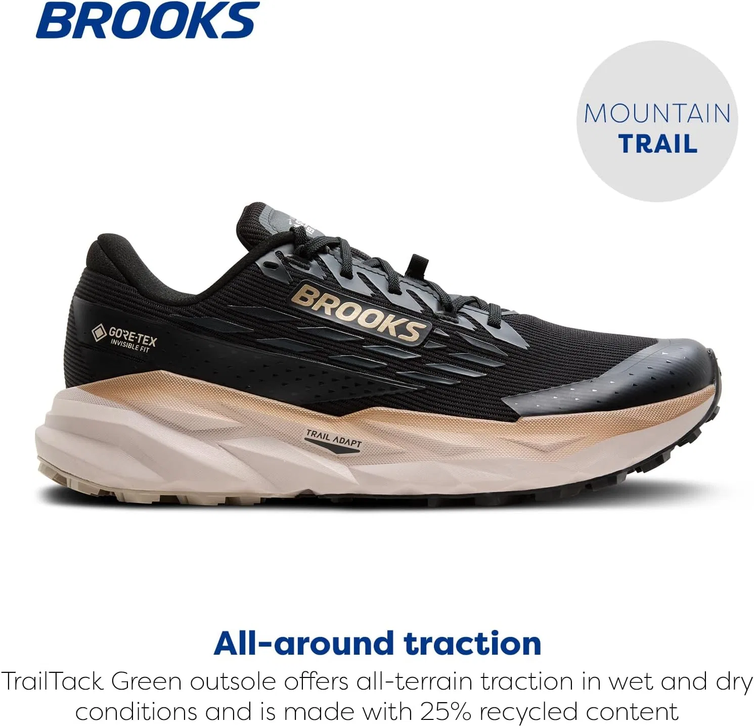 Мужские кроссовки Brooks Cascadia 19 GTX, Black Ebony Chateau Gray — фото 2