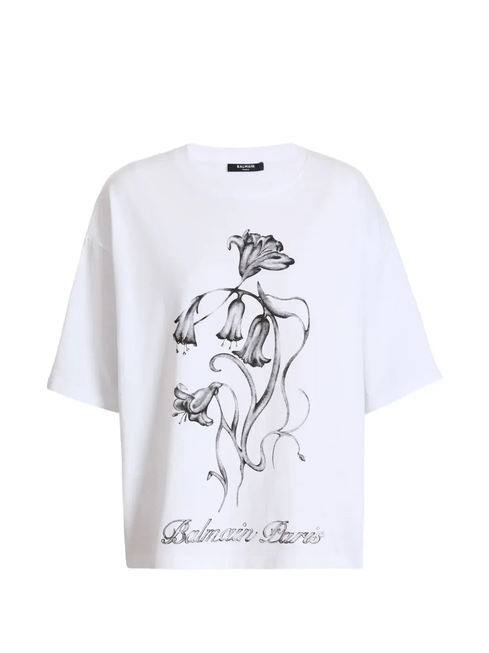 Футболка с принтом Balmain Flower, белый