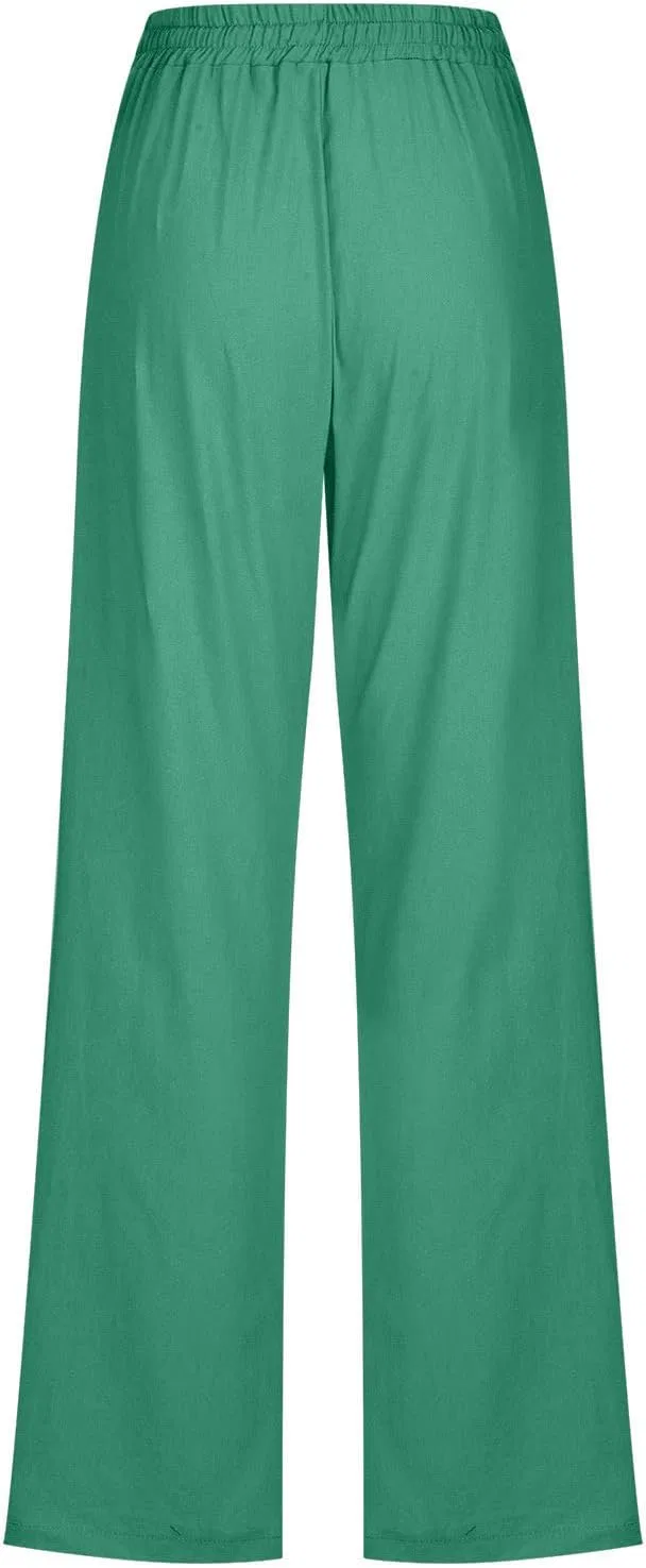 Брюки широкие, Cotton Linen, Green — фото 4