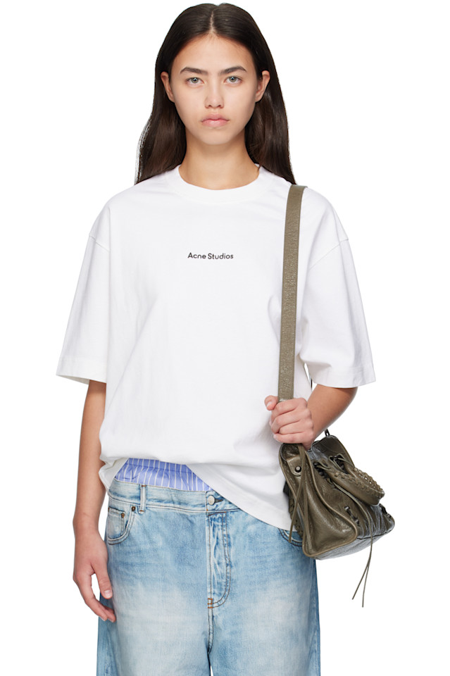 

Acne Studios Футболка с белым штампом и логотипом