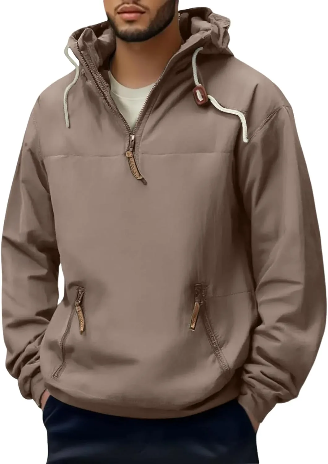 Толстовка с капюшоном Quarter Zip, мужская, с карманами