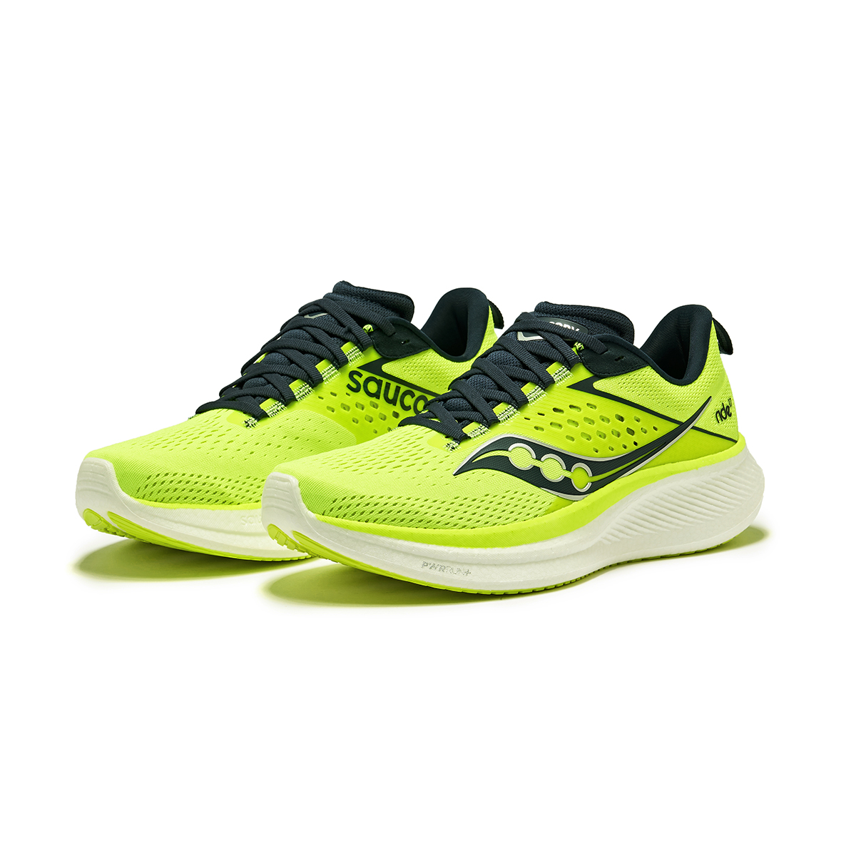 Современные мужские кроссовки Saucony RIDE 17 для тренировок и бега с амортизацией, устойчивые к истиранию, дышащие, неоново-зеленые и синие — фото 3