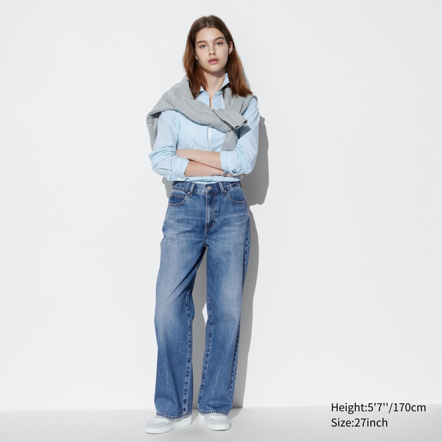 

Широкие джинсы прямого кроя UNIQLO, синий