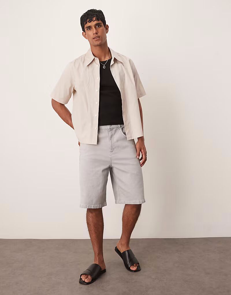 

Длинные джинсовые шорты ASOS DESIGN с завязками в цвете экрю