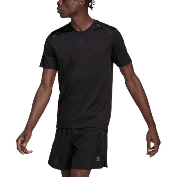 Футболка Men's adidas Solid Color Logo Printing Round Neck Hygroscopic Quick Dry Sports Short Sleeve Black T-Shirt, черный — фото 4