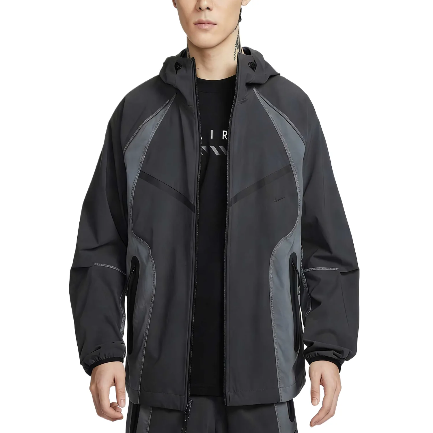 Nike Куртка WINDRUNNER мужская с капюшоном, цвет charcoal gray/iron gray/black
