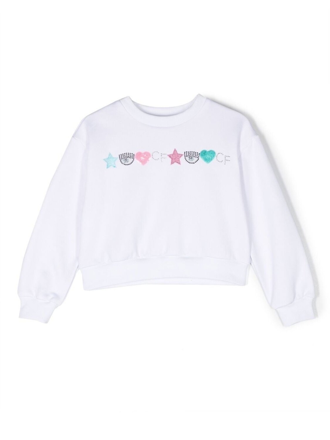 

Детская декорированная толстовка Chiara Ferragni Kids с круглым вырезом, белый