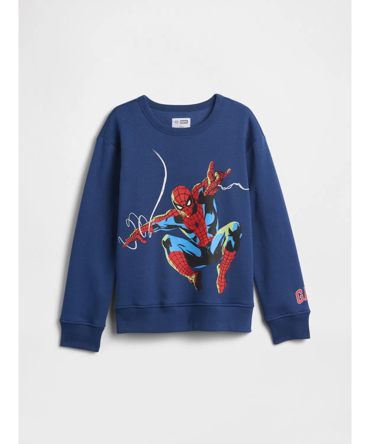 Свитшот детский Marvel Spider-Man Relaxed Fit Gap, хлопок 77%, полиэстер 23%, синий