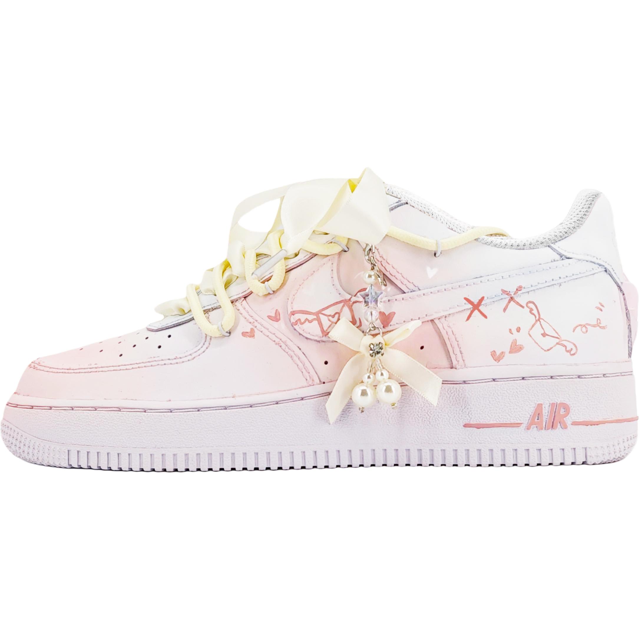 

Кроссовки Air Force 1 с антискользящей амортизацией, износостойкие, низкие, для детей и подростков Nike, желтый/розовый