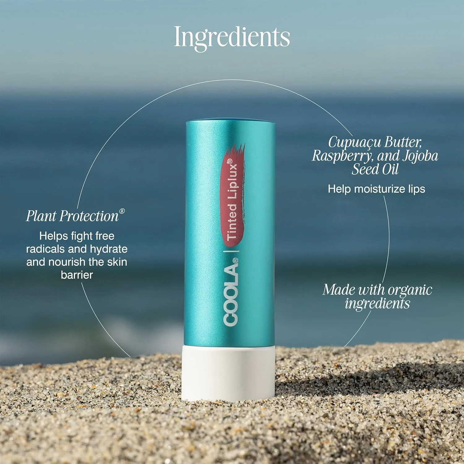 COOLA Organic Liplux тонированный бальзам для губ с SPF 30, 4,25 г, Red — фото 4