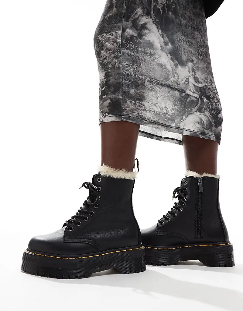 Ботинки Jadon с меховой подкладкой и 8 люверсами черного цвета Pisa Dr Martens