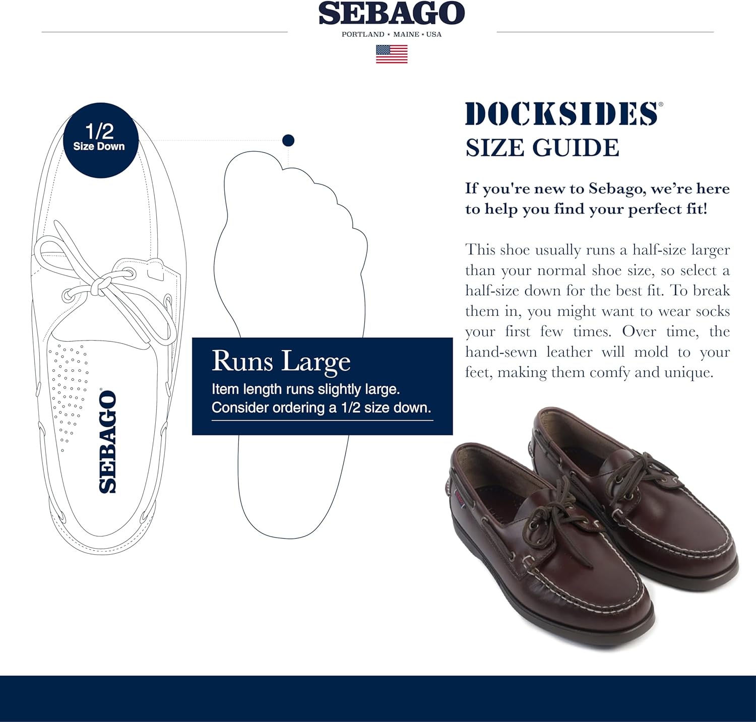 Мокасины Sebago Portland с вощеной обработкой - ручная работа, кожаные мокасины с вощеной отделкой, подкладкой из кожи и резиновой подошвой, не оставляющей следов и противоскользящей, темно-коричневый — фото 3