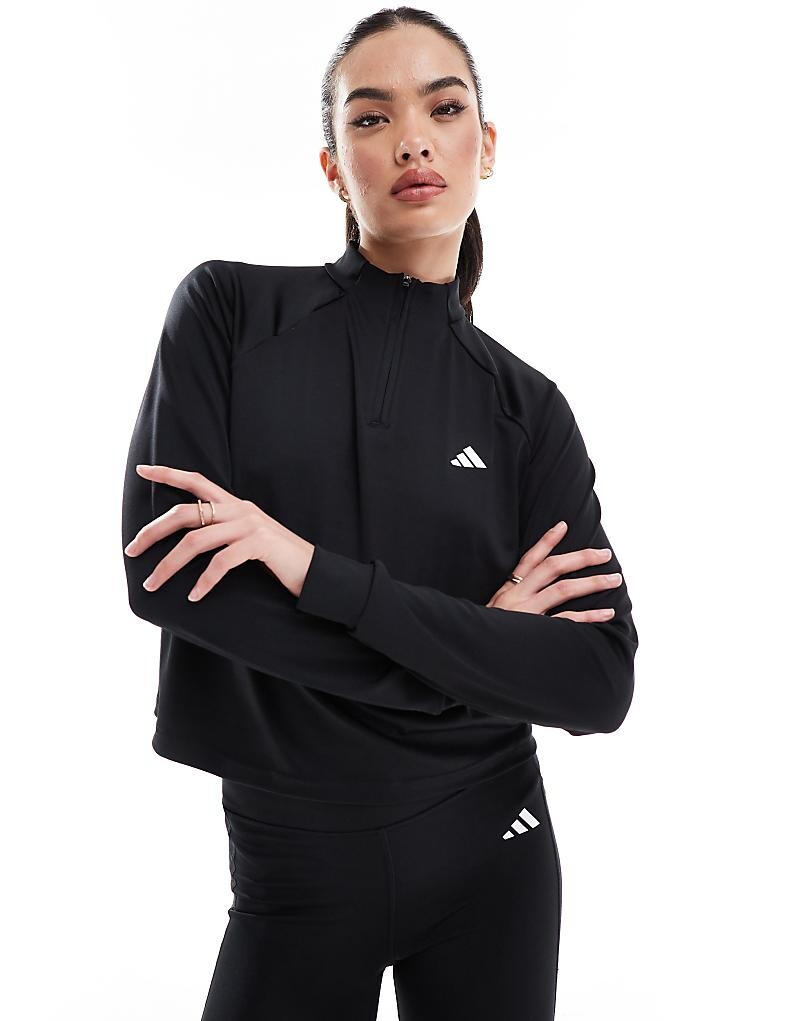 

Черный топ на молнии 1/4 adidas Training Train Essentials