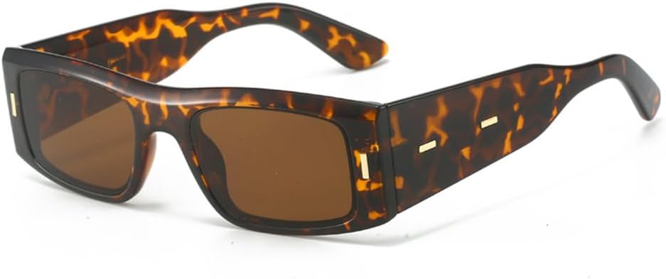 

Винтажные квадратные солнцезащитные очки контрастного цвета для женщин, защита от УФ-излучения UV400, модный леопардовый принт, модные панк-очки для мужчин MTZJH, Hawksbill