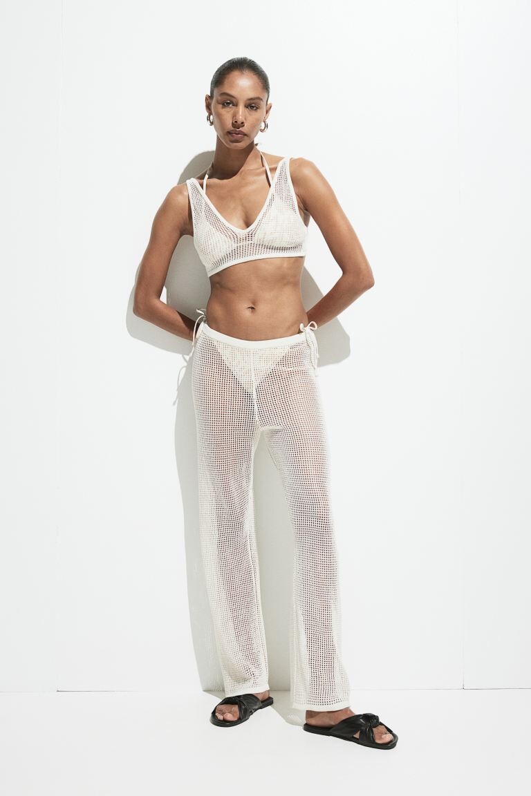 

Пляжные брюки ажурной вязки H&M, бежевый