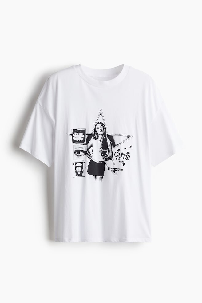 

Футболка оверсайз с принтом H&M, белый
