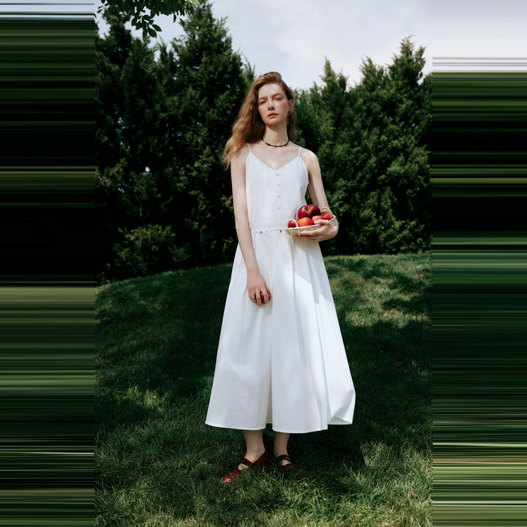 

ELLE Женское белое платье без рукавов с V-образным вырезом, тонкое, средней длины