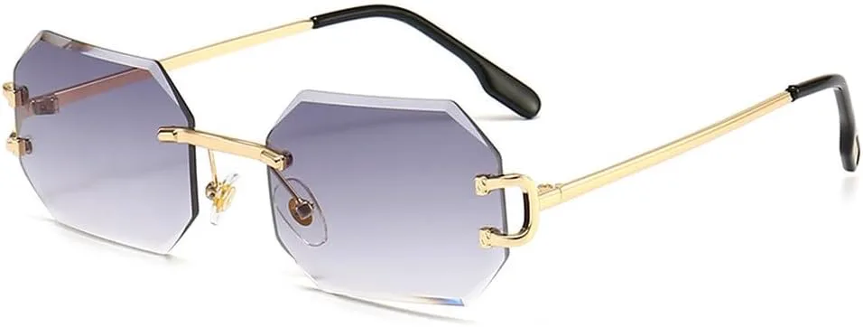 

Винтажные модные солнцезащитные очки без оправы для женщин и мужчин, роскошные маленькие солнцезащитные очки для женщин с защитой от УФ-излучения UV400 HVTVTLA, Gray