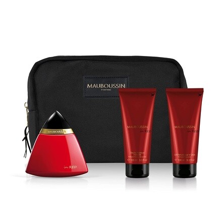 

Mauboussin Prestige 2022 in Red Eau de Parfum 100ml Precious Shower 100ml Fragrance Milk 100ml and Toiletry Bag
