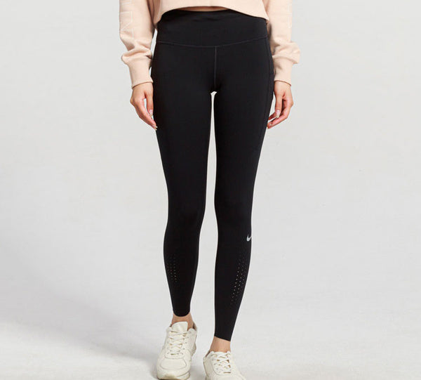 Брюки power epic lux luxury dri-fit quick dry fitness pants black Nike, черный — фото 4