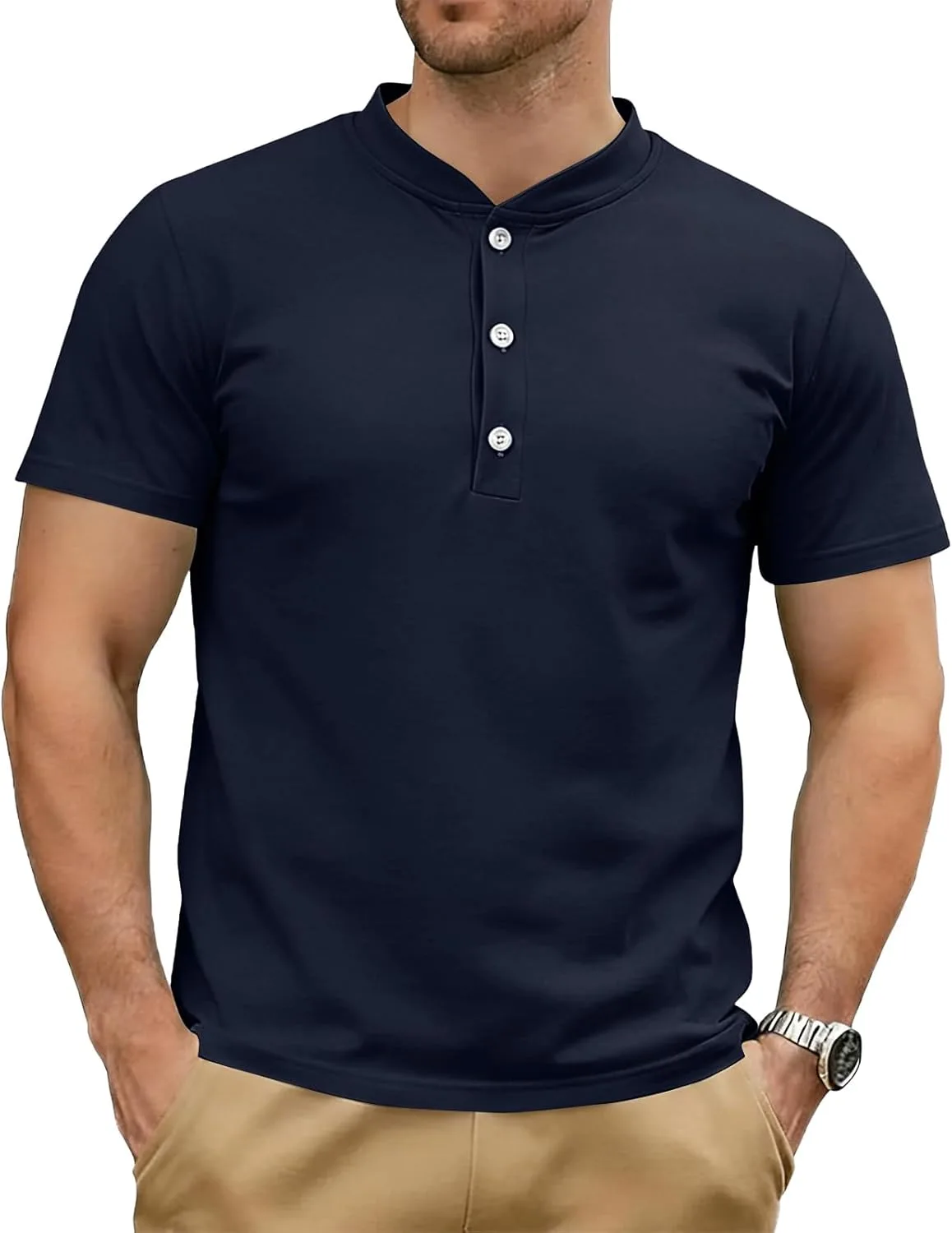 

Мужская футболка Henley с коротким рукавом, летняя, S-3XL WENKOMG1
