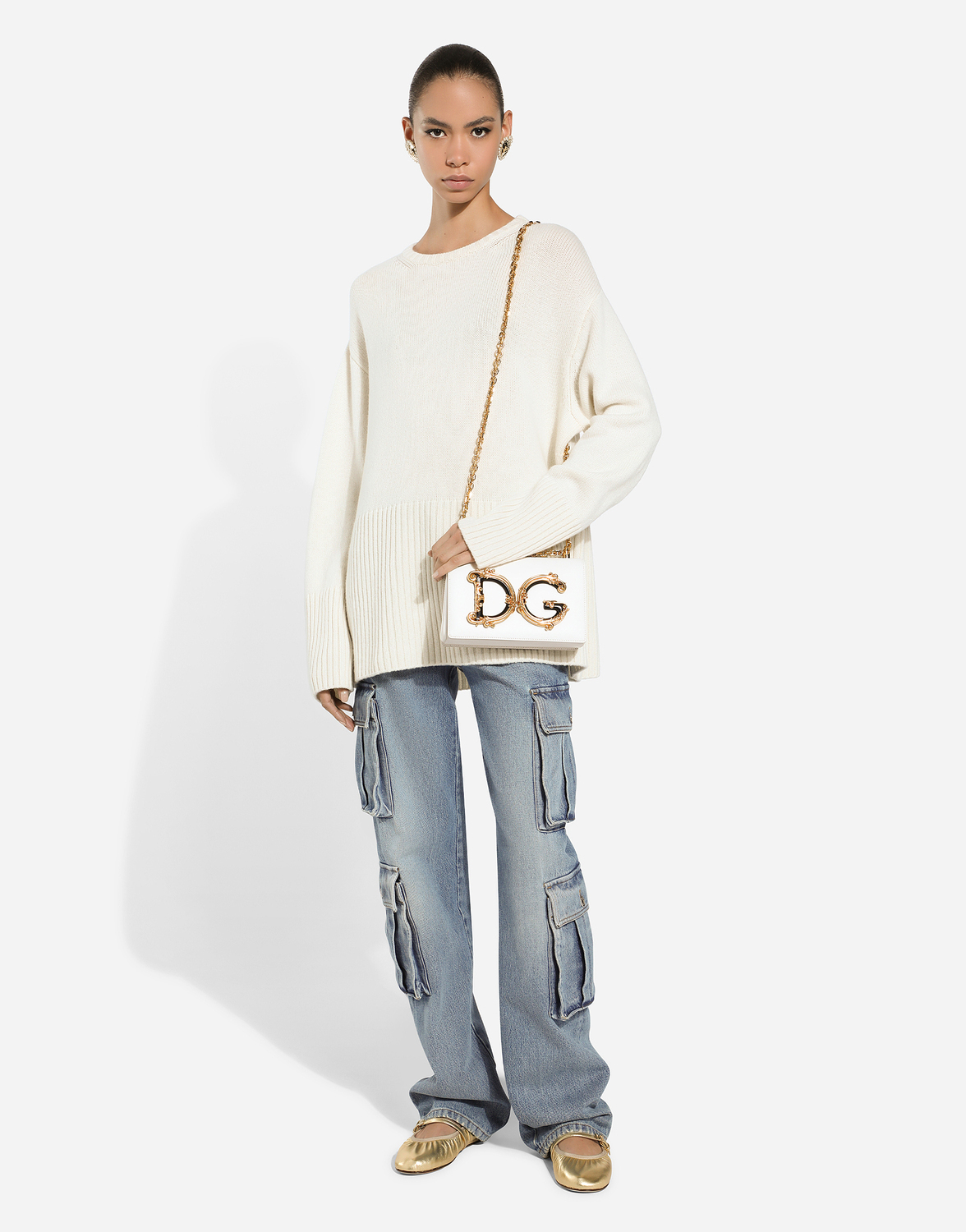 Кашемировый свитер с вышивкой логотипа dg Dolce & Gabbana, белый — фото 2