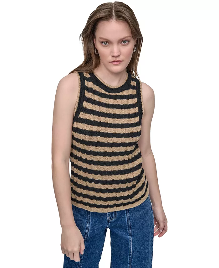 

Миниатюрный хлопковый топ в рубчик DKNY Jeans, коричневый