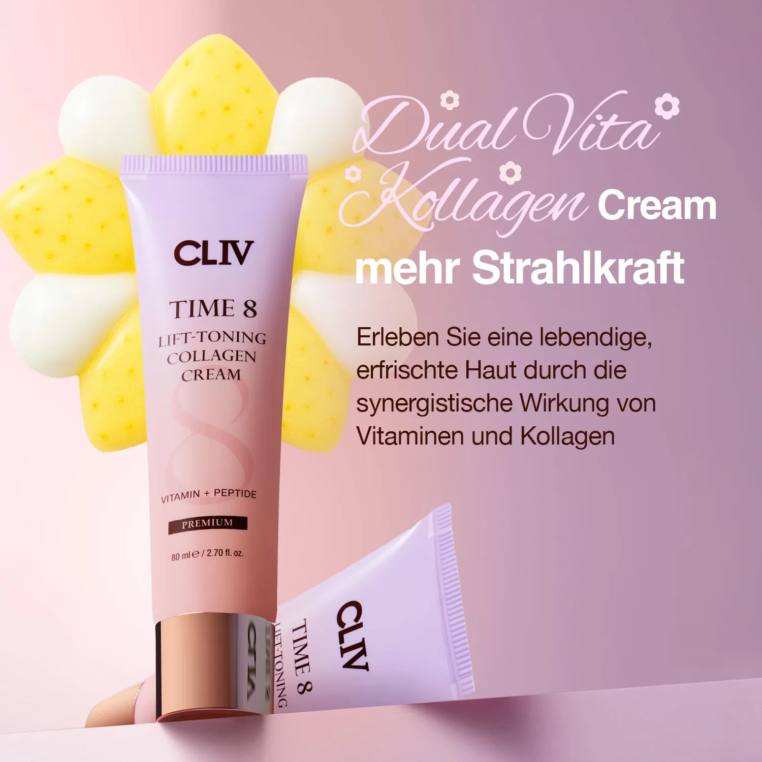 Крем для лица Cliv — Увлажняющий Time 8 Lift Toning Collagen Cream с пептидами и витаминами, 80 мл — фото 2