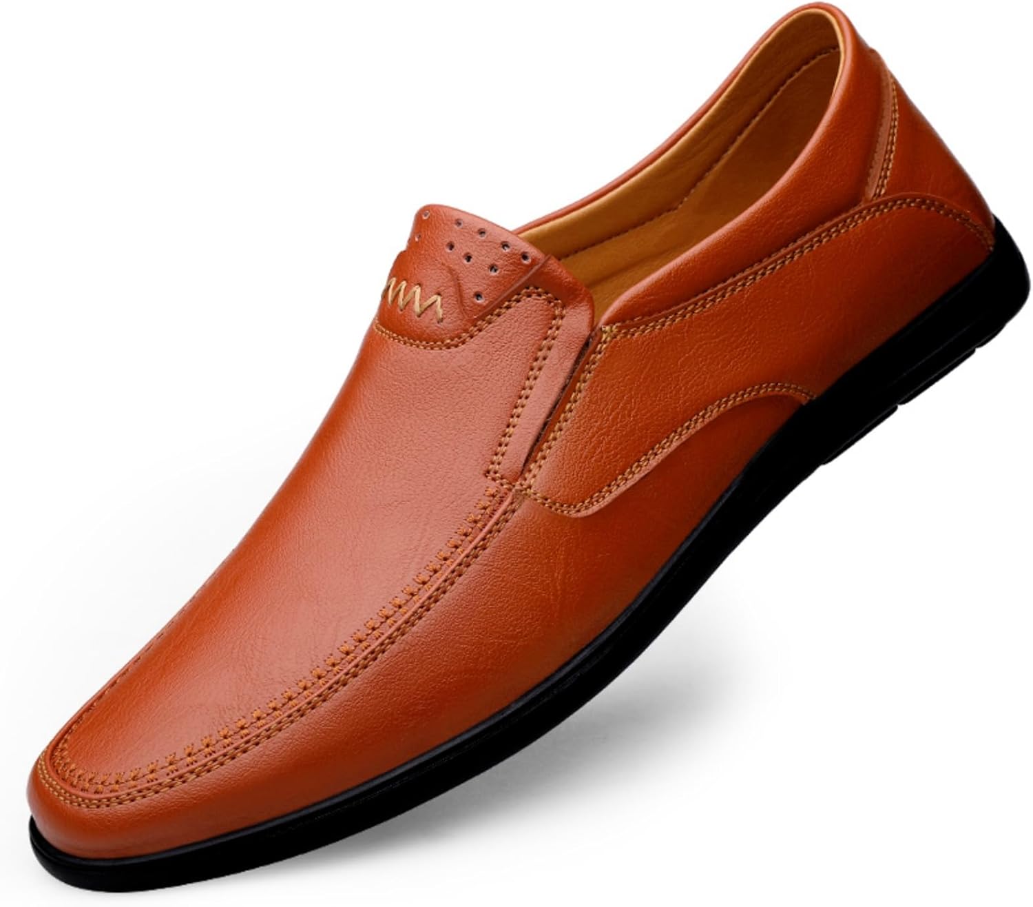 

Мужские ручной работы кожаные лоферы без шнурков - дышащий перфорированный дизайн, легкая противоскользящая подошва, повседневная и деловая обувь (черный/оранжевый/коричневый) Kelibasi