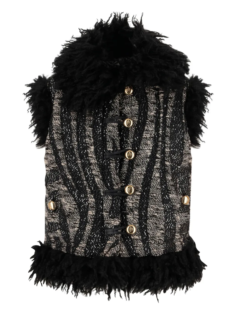 

Пиджак с пуговицами и отделкой из меха Pucci, черный