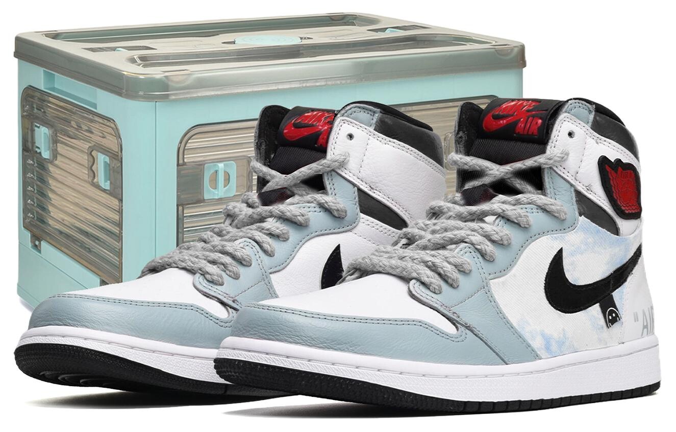 

Баскетбольные кроссовки Air 1 Vintage женские с высоким берцем университетского цвета, синий/черный/белый Jordan