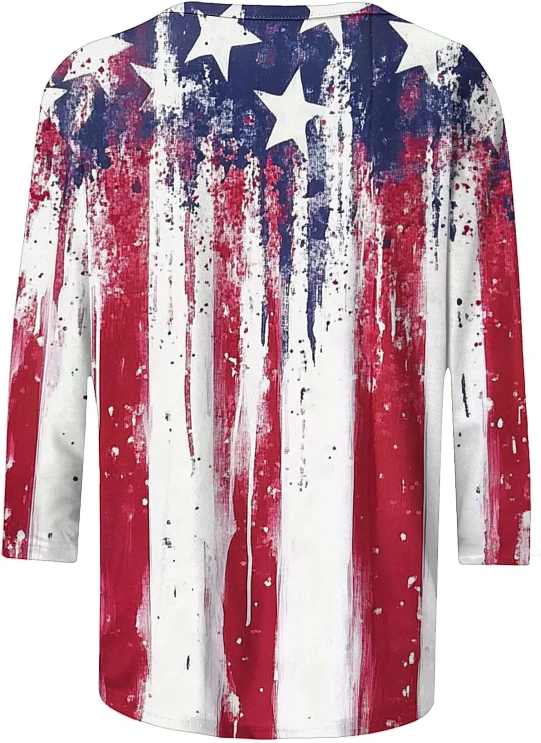 Футболка женская с длинным рукавом 3/4, Patriotic American Flag, красный — фото 3