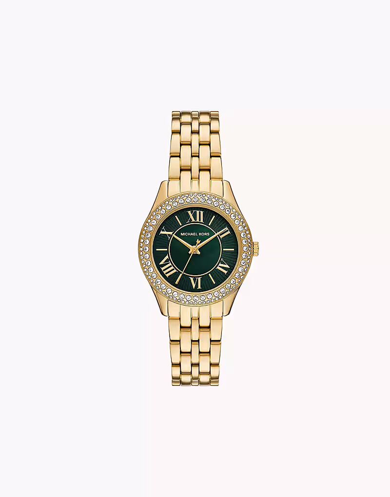 

Женские часы Michael Kors Harlowe с тремя стрелками, из нержавеющей стали золотистого оттенка — ЗОЛОТО
