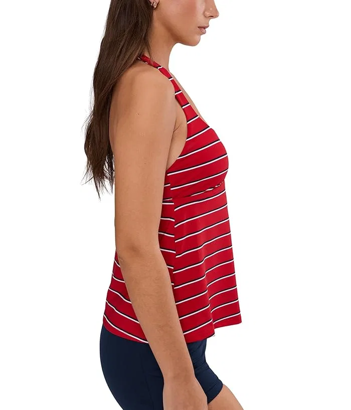 Купальник раздельный Nike Preppy Pinstripe Square Neck Tankini, Gym Red — фото 3