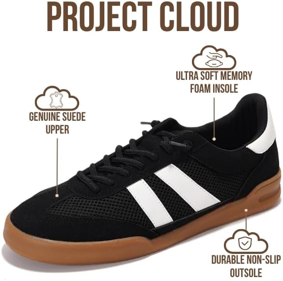 Мужские кроссовки Project Cloud - стелька из пены с эффектом памяти - легкие и нескользящие повседневные туфли на шнуровке для мужчин - мужская повседневная мода (HIS VERDY), черный — фото 2