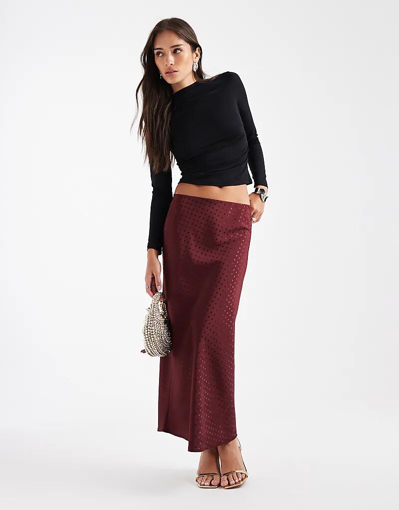 

Юбка миди New Look из атласа с горошинами, бордового цвета