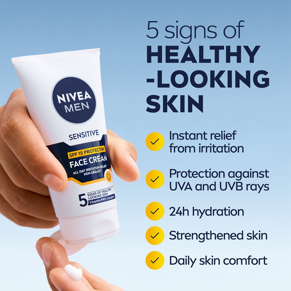Защитный крем для чувствительной кожи мужчин Nivea, spf 15 75 мл — фото 2