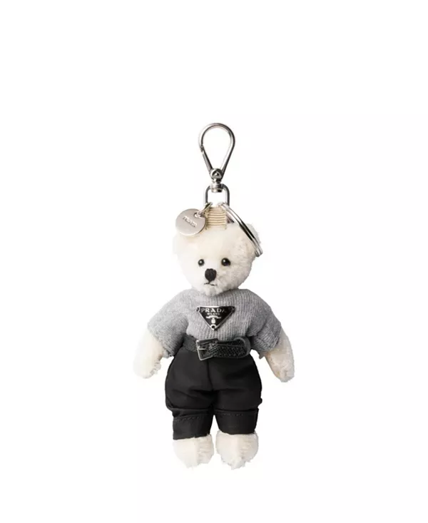 Брелок для плюшевой сумки с металлическим кольцом Prada, черный