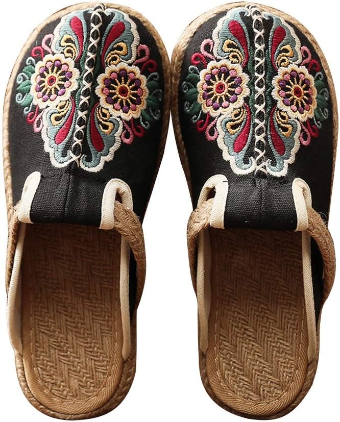 

Тапочки YXCKG с круглым носком, женские сандалии-тапочки, китайские тапочки с вышивкой, летние сандалии для отдыха, домашние холщовые тапочки (цвет: красный, размер: EUR39)