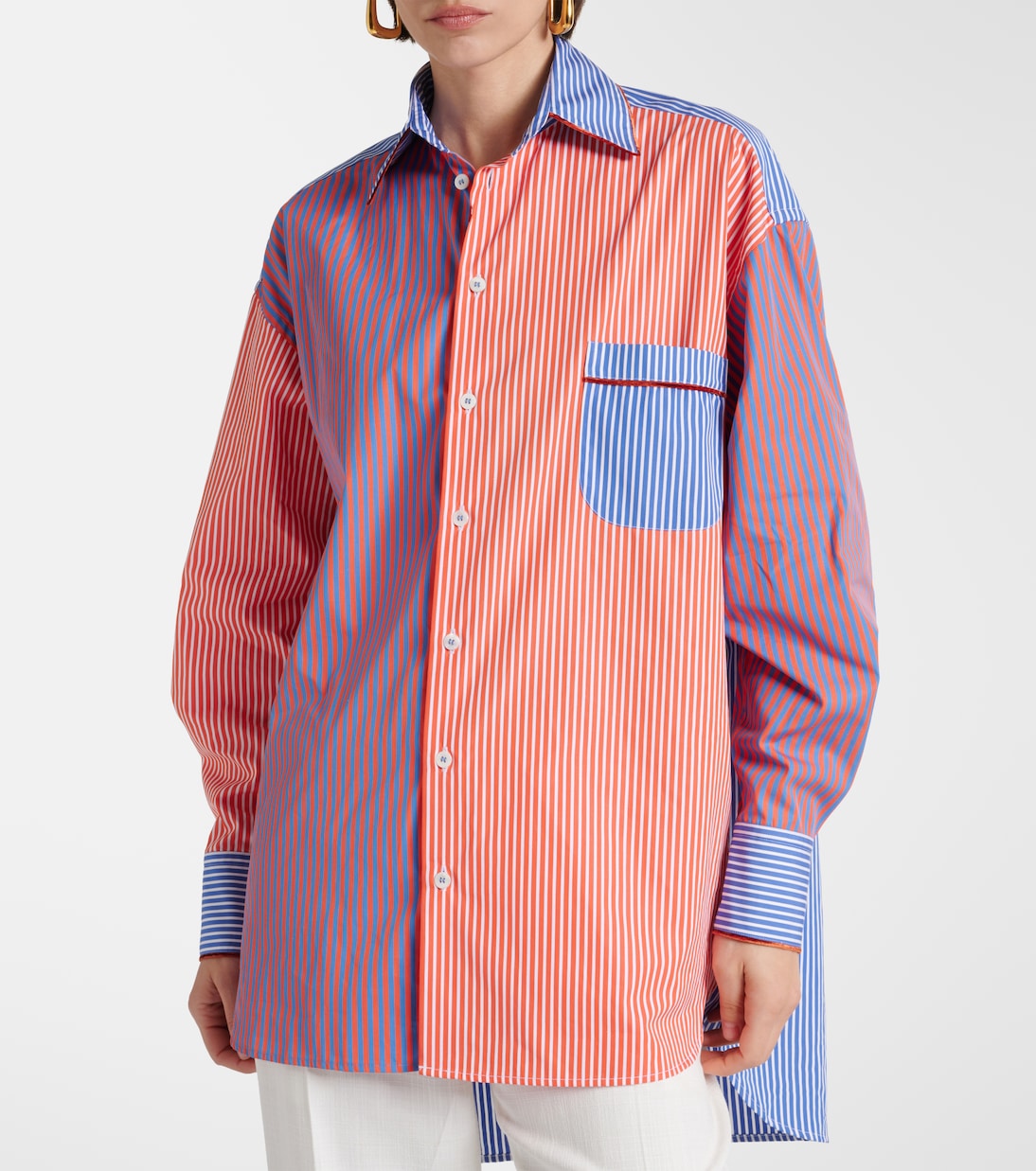 Полосатая хлопковая рубашка Etro, Red/Blue — фото 4