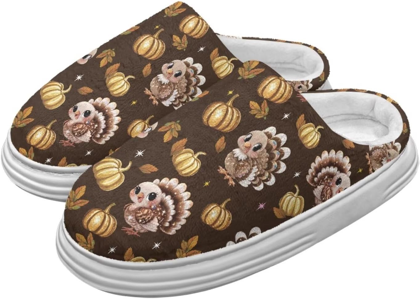 

Тапочки Chririnla на День Благодарения для женщин и мужчин, мягкие, уютные, комфортные, плюшевые, легкие, без шнурков, для дома и улицы, с противоскользящей подошвой из EVA, Cute Turkey Print
