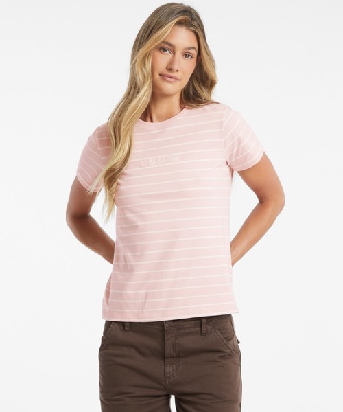 

Джинсы стандартного кроя GUESS, футболка-поло с коротким рукавом (25 см) GUESS JEANS, розовый