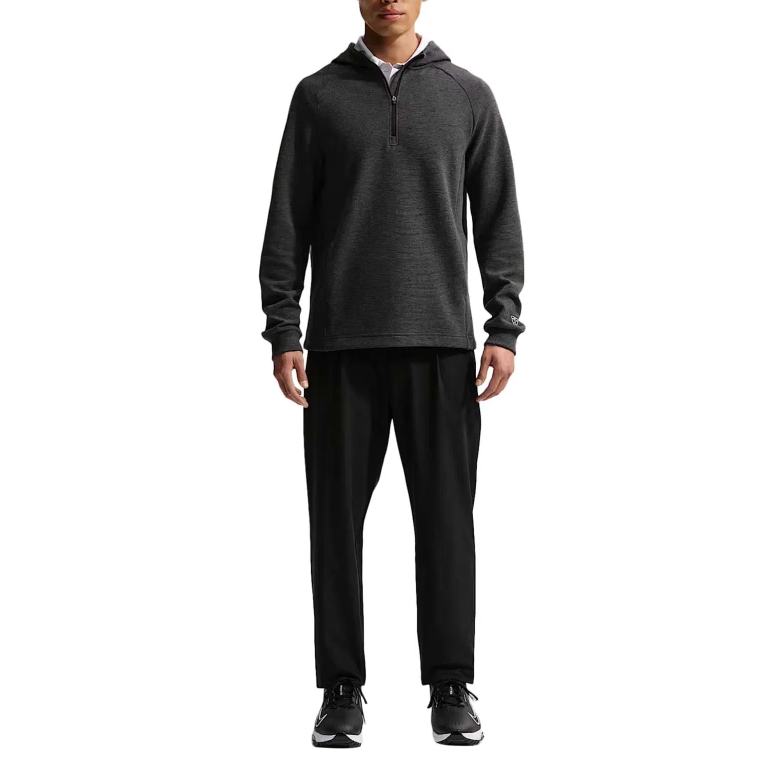Толстовка Therma мужская, черный/белый/черный/черный, с капюшоном Nike, Black/White/Black/Black — фото 3